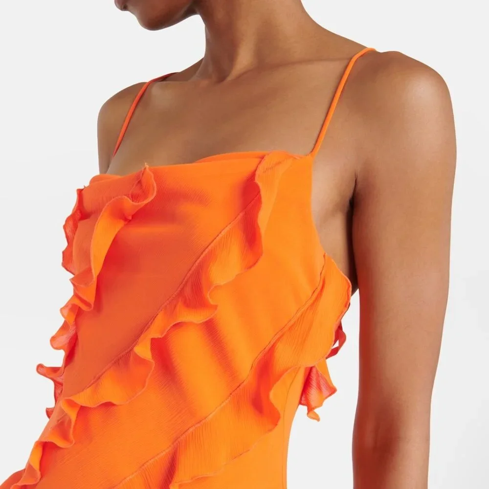 Staud Elvire Ruffle-trimmed Open Back Crepe Maxi Dress - Picture 3 of 6